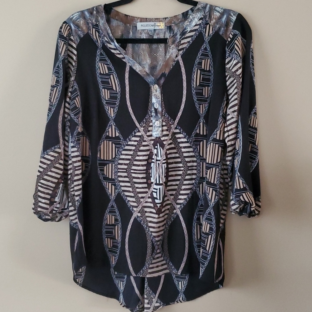 FIGUERCA & Flower Geo Tunic Blouse Size PXL